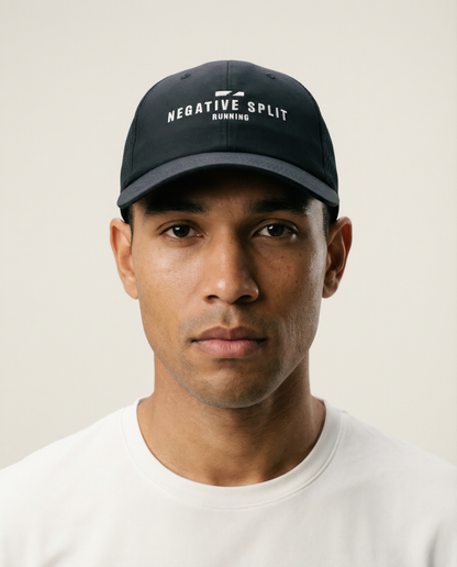 lightweight breathable mesh running hat for marathon training, sun, moisture wicking, internal pocket, NYC running brand