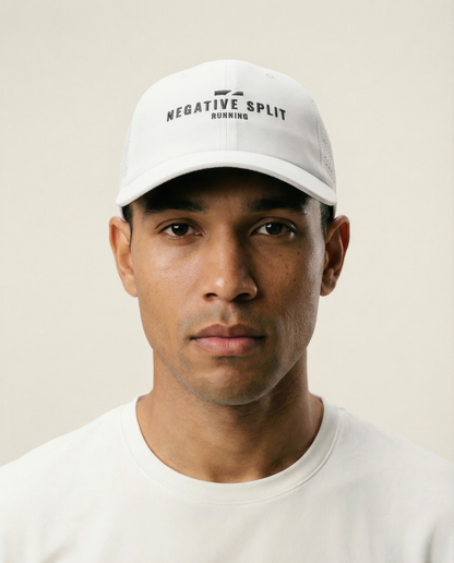 lightweight breathable mesh running hat for marathon training, sun, moisture wicking, internal pocket, NYC running brand
